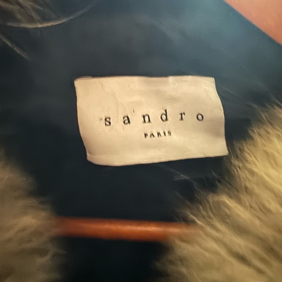 Women's Black Coat with Fur Trim - Picture 4 of 6